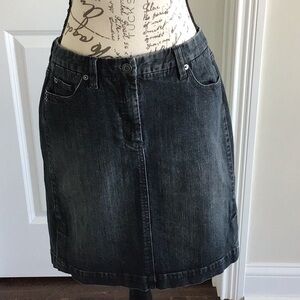 Vintage Talbots Petite black stretch washed denim skirt with pockets Sz 6